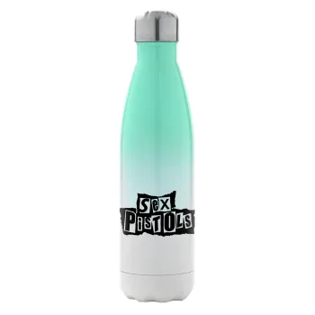 Sex Pistols, Μεταλλικό παγούρι θερμός Πράσινο/Λευκό (Stainless steel), διπλού τοιχώματος, 500ml