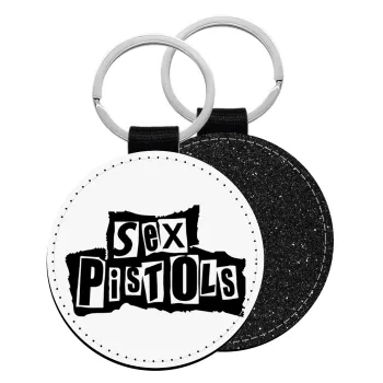Sex Pistols, Μπρελόκ Δερματίνη, στρογγυλό ΜΑΥΡΟ (5cm)
