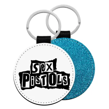 Sex Pistols, Μπρελόκ Δερματίνη, στρογγυλό ΜΠΛΕ (5cm)