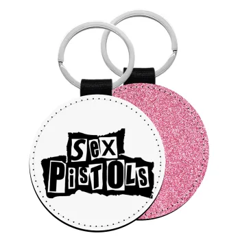 Sex Pistols, Μπρελόκ Δερματίνη, στρογγυλό ΡΟΖ (5cm)