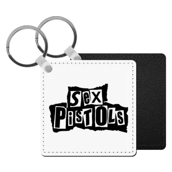 Sex Pistols, Μπρελόκ Δερματίνη, τετράγωνο ΜΑΥΡΟ (5x5cm)