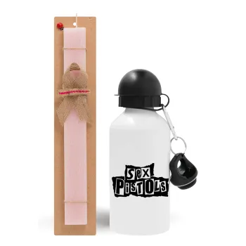Sex Pistols, Easter Set, metallic aluminum bottle (500ml) & aromatic flat Easter candle (30cm) (PINK)