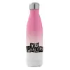 Metal mug thermos Pink/White (Stainless steel), double wall, 500ml