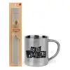Easter Set, metallic thermal cup (300ml) & Easter aromatic flat candle (30cm) (GRAY)