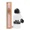 Easter Set, metallic aluminum bottle (500ml) & aromatic flat Easter candle (30cm) (PINK)