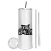 Tumbler stainless steel 600ml, with metal straw & cleaning brush