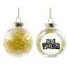 Transparent Christmas tree ball ornament with gold filling 8cm