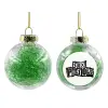 Transparent Christmas tree ball ornament with green filling 8cm