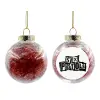 Transparent Christmas tree ball ornament with red filling 8cm