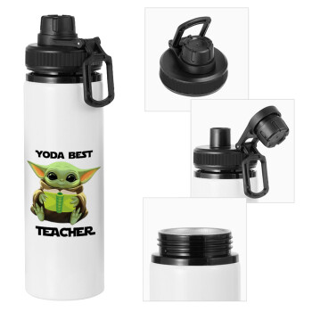 Yoda Best Teacher, Μεταλλικό παγούρι νερού με καπάκι ασφαλείας, αλουμινίου 850ml