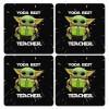 Yoda Best Teacher, ΣΕΤ 4 Σουβέρ ξύλινα τετράγωνα