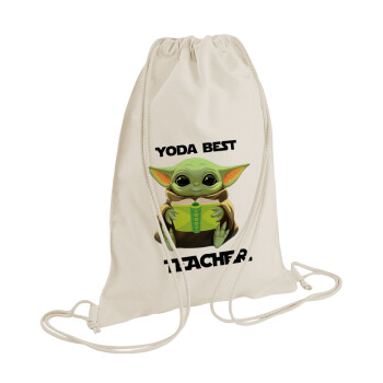 Yoda Best Teacher, Τσάντα πλάτης πουγκί GYMBAG natural (28x40cm)