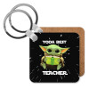 Yoda Best Teacher, Μπρελόκ Ξύλινο τετράγωνο MDF