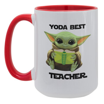 Yoda Best Teacher, Κούπα Mega 15oz, κεραμική Κόκκινη, 450ml