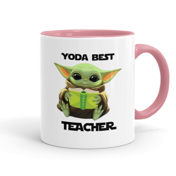 Yoda Best Teacher, Mug colored pink, ceramic, 330ml