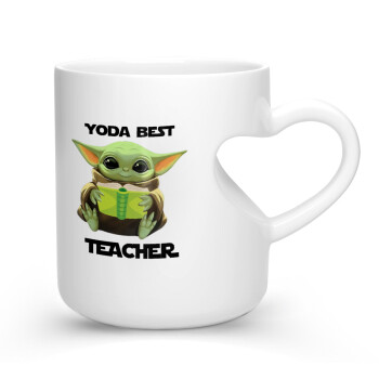 Yoda Best Teacher, Κούπα καρδιά λευκή, κεραμική, 330ml