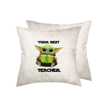 Yoda Best Teacher, Μαξιλάρι καναπέ Δερματίνη Γκρι 40x40cm με γέμισμα