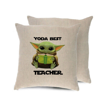 Yoda Best Teacher, Μαξιλάρι καναπέ ΛΙΝΟ 40x40cm περιέχεται το  γέμισμα