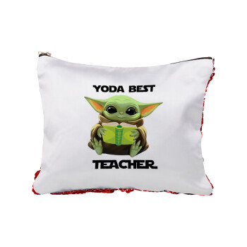 Yoda Best Teacher, Τσαντάκι νεσεσέρ με πούλιες (Sequin) Κόκκινο