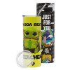 Neon Yellow Travel Tumbler θερμό, μεταλλικό καλαμάκι(Ανωξείδωτο 304 Food grade, BPA free, 600ml)