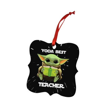Yoda Best Teacher, Χριστουγεννιάτικο στολίδι polygon ξύλινο 7.5cm