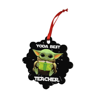Yoda Best Teacher, Christmas ornament snowflake wooden 7.5cm