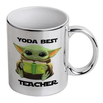 Yoda Best Teacher, Κούπα κεραμική, ασημένια καθρέπτης, 330ml