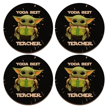 Yoda Best Teacher, ΣΕΤ x4 Σουβέρ ξύλινα στρογγυλά plywood (9cm)