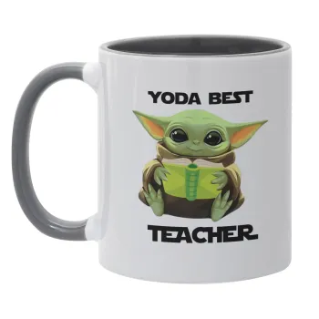 Yoda Best Teacher, Κούπα χρωματιστή γκρι, κεραμική, 330ml