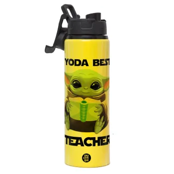 Yoda Best Teacher, Μεταλλικό παγούρι νερού με καπάκι ασφαλείας, αλουμινίου 850ml