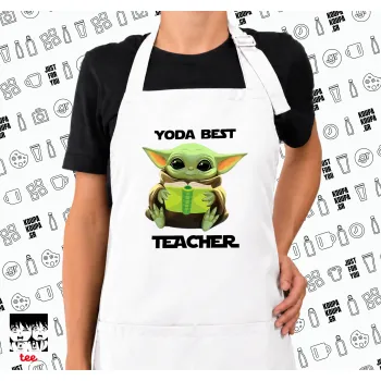 Yoda Best Teacher, Ποδιά μακριά Σεφ ολόσωμη με τσέπες white (ΕΝΗΛΙΚΩΝ)