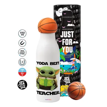 Yoda Best Teacher, Bascetball Metal mug thermos, double wall, 550ml
