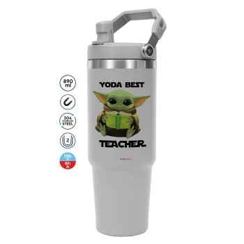 Yoda Best Teacher, ΓΚΡΙ χρώματος Θερμός Ανοξείδωτο 890ml (30oz) με χερούλι