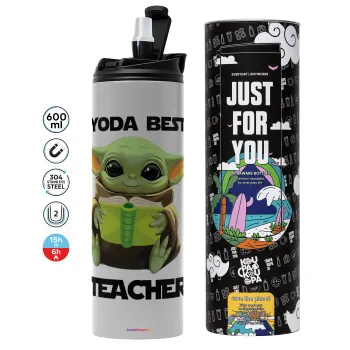 Yoda Best Teacher, Tumbler stainless steel GREY 600ml