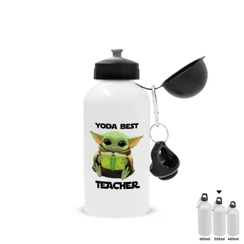 Yoda Best Teacher, Metal water bottle, White, aluminum 500ml