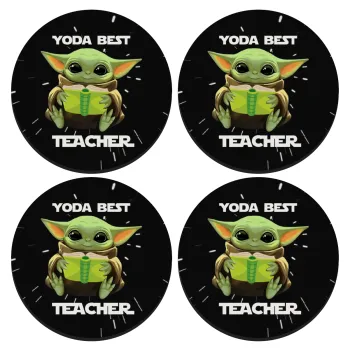 Yoda Best Teacher, ΣΕΤ 4 Σουβέρ ξύλινα στρογγυλά (9cm)