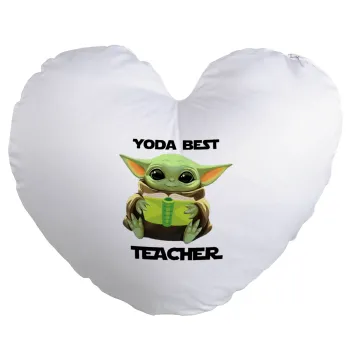 Yoda Best Teacher, Μαξιλάρι καναπέ καρδιά 40x40cm περιέχεται το  γέμισμα