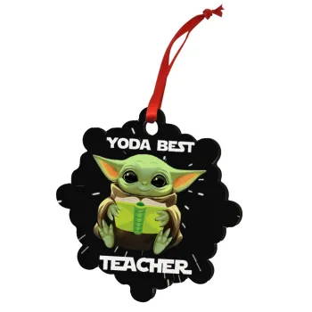 Yoda Best Teacher, Christmas ornament snowflake wooden 7.5cm