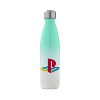 Playstation, Μεταλλικό παγούρι θερμός Πράσινο/Λευκό (Stainless steel), διπλού τοιχώματος, 500ml