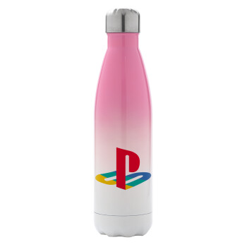 Playstation, Μεταλλικό παγούρι θερμός Ροζ/Λευκό (Stainless steel), διπλού τοιχώματος, 500ml