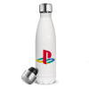 Playstation, Μεταλλικό παγούρι θερμός Λευκό (Stainless steel), διπλού τοιχώματος, 500ml