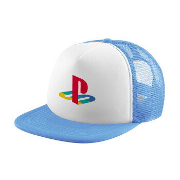 Playstation, Καπέλο Soft Trucker με Δίχτυ Γαλάζιο/Λευκό