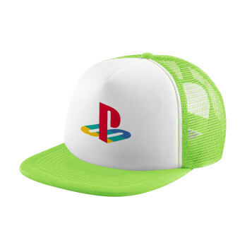 Playstation, Καπέλο Soft Trucker με Δίχτυ Πράσινο/Λευκό