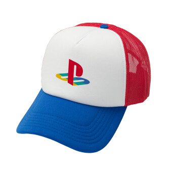 Playstation, Καπέλο Ενηλίκων Soft Trucker με Δίχτυ Red/Blue/White (POLYESTER, ΕΝΗΛΙΚΩΝ, UNISEX, ONE SIZE)