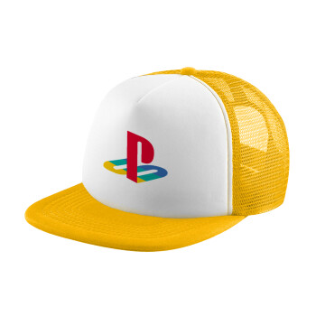 Playstation, Καπέλο Ενηλίκων Soft Trucker με Δίχτυ Κίτρινο/White (POLYESTER, ΕΝΗΛΙΚΩΝ, UNISEX, ONE SIZE)