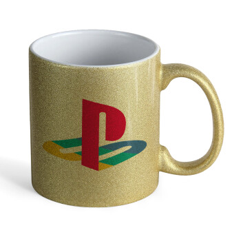 Playstation, Κούπα Χρυσή Glitter που γυαλίζει, κεραμική, 330ml