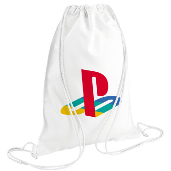 Playstation, Τσάντα πλάτης πουγκί GYMBAG λευκή (28x40cm)