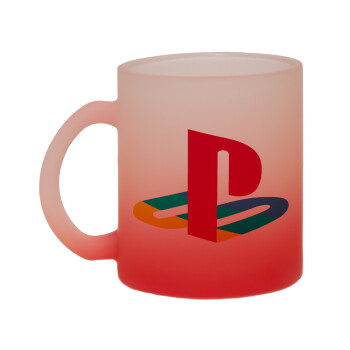 Playstation, Κούπα γυάλινη δίχρωμη με βάση το κόκκινο ματ, 330ml