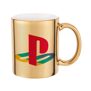 Playstation, Mug ceramic, gold mirror, 330ml