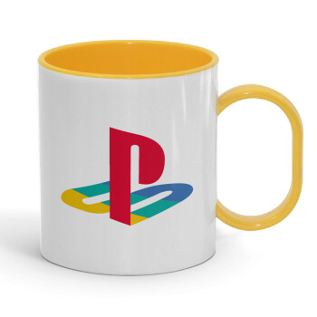 Playstation, Κούπα (πλαστική) (BPA-FREE) Polymer Κίτρινη για παιδιά, 330ml